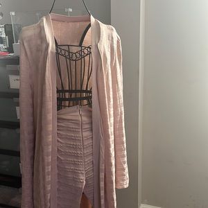 Champagne pink/ Rose gold Robe and pant set